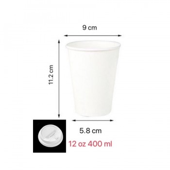 vaso kraft con tapa blanca 12 oz x1unidad