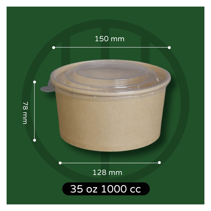 bowl kraft 1000 cc con tapa pp x1unidad
