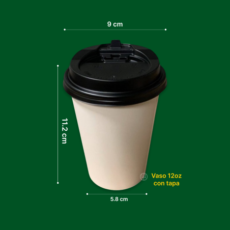 vaso 12oz 400cc con tapa  c/u