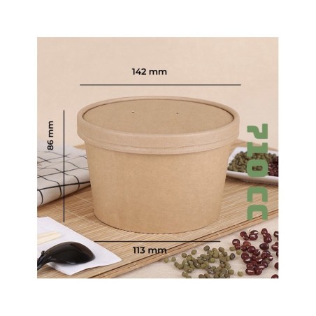 bowl kraft 710 ml con tapa carton 100 unids