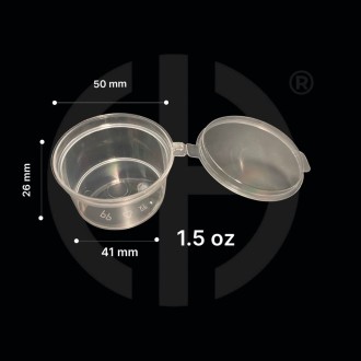 Pocillo con tapa bisagra para salsas 1.5 oz 500 unids