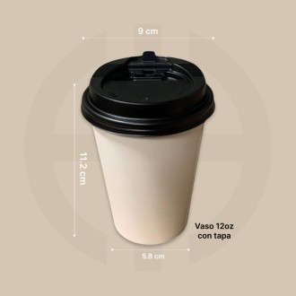 vaso 12oz 400 ml con tapa  100 unids