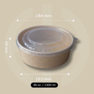 bowl kraft 1300 ml con tapa pp 50 unidad