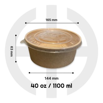 bowl kraft 1100 ml con tapa pp 50 unids
