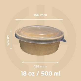 bowl kraft 500 ml con tapa 50 unidad