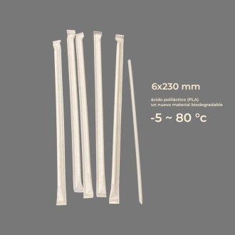 Bombilla pla biodegradable 6x230mm 200 unids