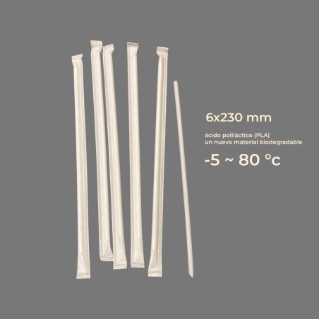 Bombilla pla biodegradable 6x230mm 200 unids