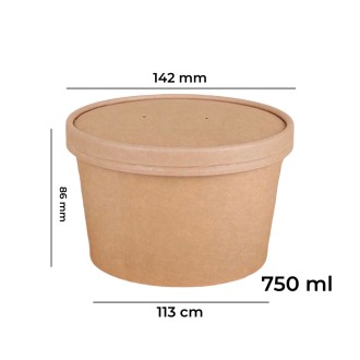 bowl kraft con tapa cartón 750ml 50 unids
