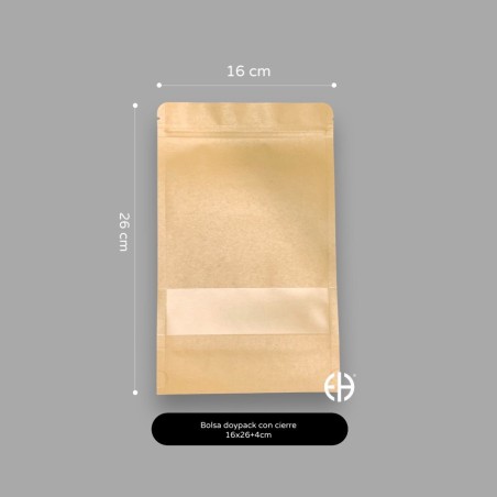 BOLSAS KRAFT DOYPACK 16X26+4CM  100 unids