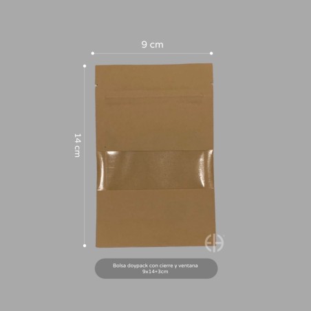 bolsa kraft doypack 9x14+3cm 100 unids