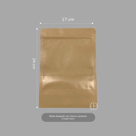 BOLSAS KRAFT DOYPACK 17X24+4CM  100 unids