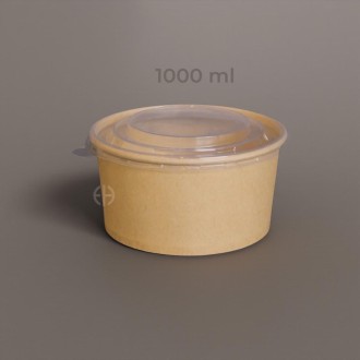 bowl kraft 1000 ml con tapa pp 50 unids