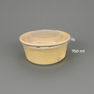 bowl kraft 750 ml con tapa pp 50 unids