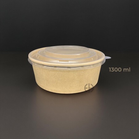 bowl kraft 1300 ml con tapa pp 50 unidad