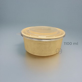 bowl kraft 1100 ml con tapa pp 50 unids