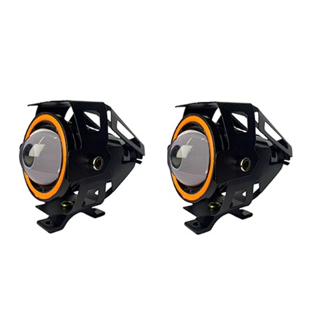 Kit Foco Led Ojo Ángel Moto Parrilla Auto Neblinero Luz Rojo Ambos Lados