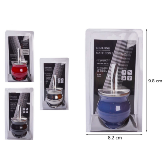 vaso de mate con bombilla  180ml 3 unids